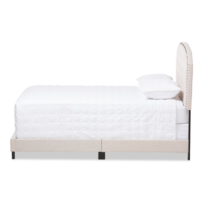 Upholstered Standard Bed, Light Beige, Queen