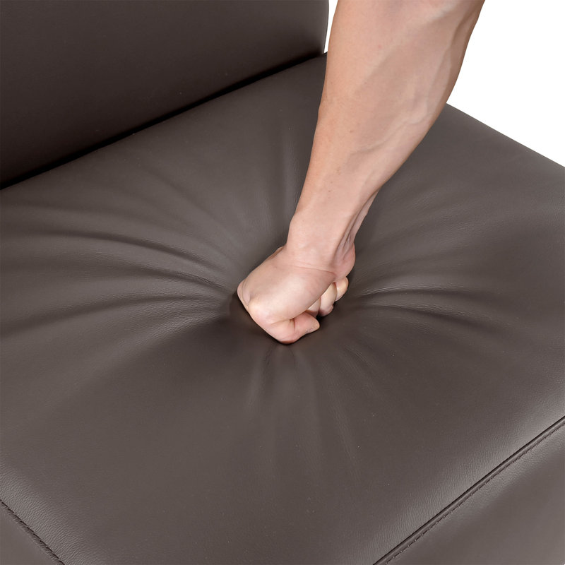 Chaise d'appoint rembourrée en cuir avec dossier brun et dossier en bois massif, Marron foncé
