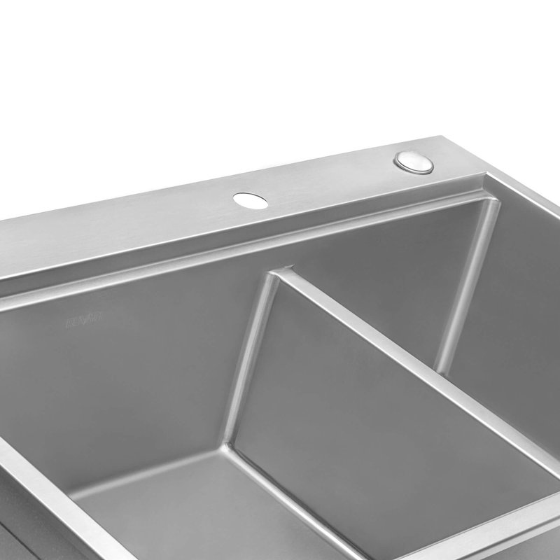 Siena 33" L x 22" W Double Basin Drop-In Kitchen Sink with Basket Strainer