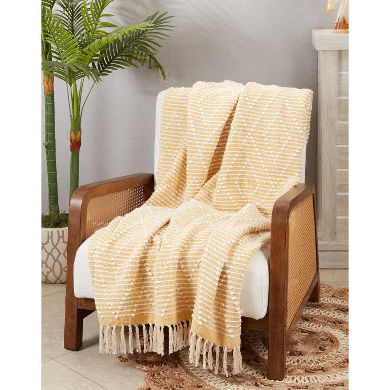 Sevan Collection Hand Woven Throw Blanket, Yellow
