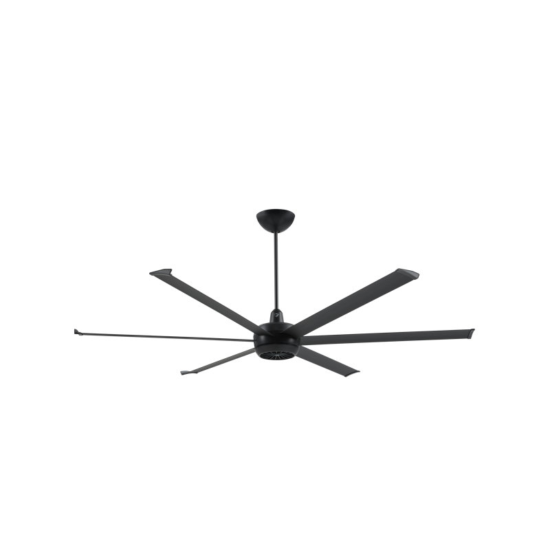 Turbo6 Smart Downrod Ceiling Fan, Black, Powdered Aluminum