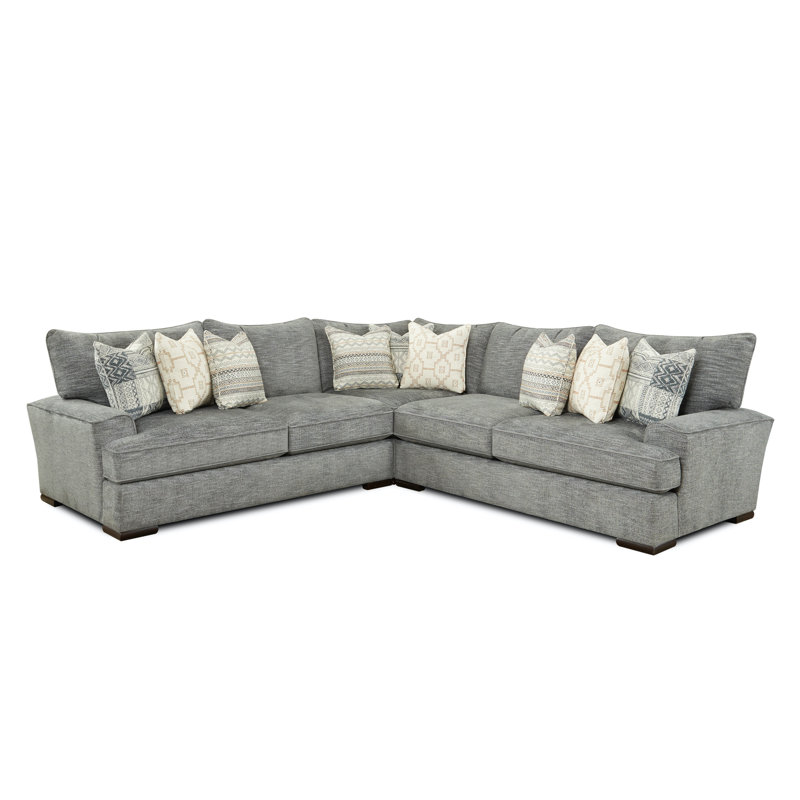 Cooksey Upholstered L-Shaped Sectional Symmetrical, Grey Polyester Blend
