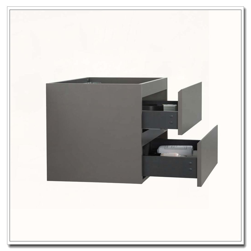 Wall Mount Cabinet With Two Pre Assembled Eco Friendly Drawers, Gray