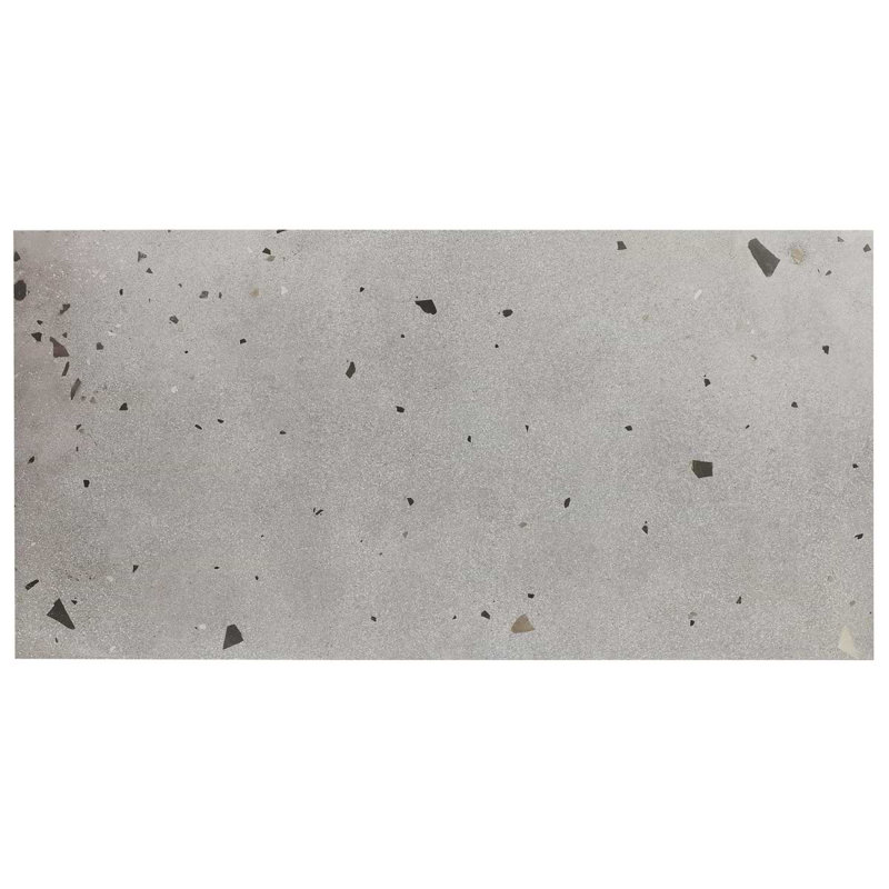 Kobe 24x48 Matte Terrazzo Look Porcelain Tile, Smoke Gray