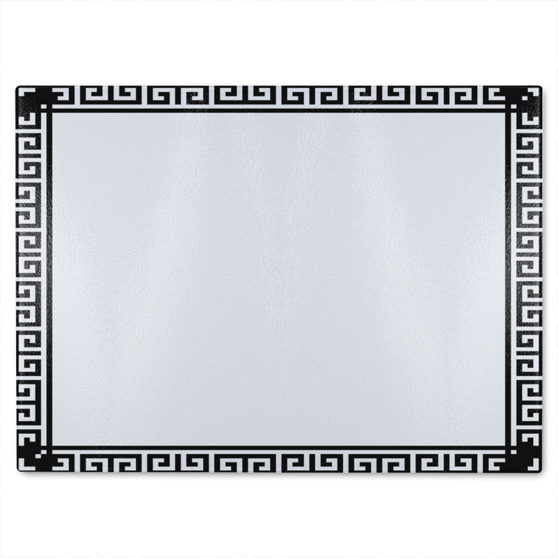 Greek Key Border Frame Glass Chopping Board, 40cm L x 28cm W