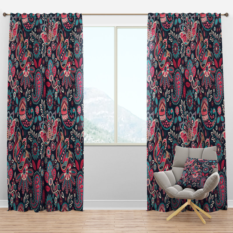 Panneau de rideau simple semi-diaphane avec passe-tringle Paisley, l 52 po x L 120 po