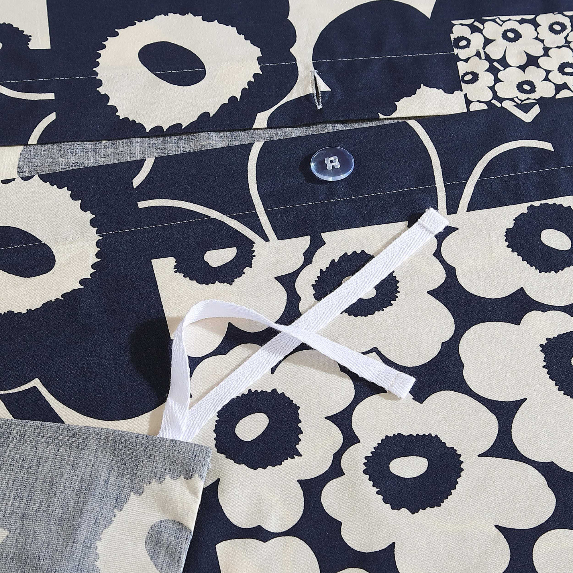 Marimekko Unikko Cotton Blue Duvet Cover Set, Blue/Navy Floral, Queen Duvet Cover + 2 Standard Shams