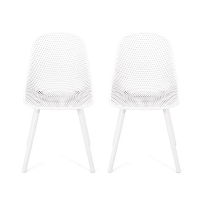 Posey Chair - Outdoor Dining In White. Polypropylene For Durability. Stable Frame And Fashionable Diamond Mesh. Backyard Charisma. 18.34 In. Depth, 21.87 Width, 32.49 Height, 9.95 Lb. Weight Chairs