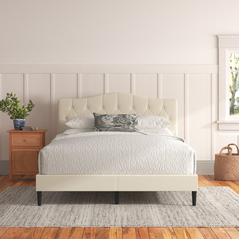 Arnette Upholstered Platform Bed, Queen, Beige