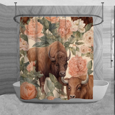 Rideau de douche Buffalo, brun, vert
