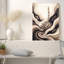 Art mural stylisé agave sur fond ondulé de vagues brunes et brunes-1518531864