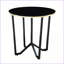 Ensemble de tables basses de salon 3 pièces Modern, plateau en verre trempé noir avec bandes dorées, assemblage simple
