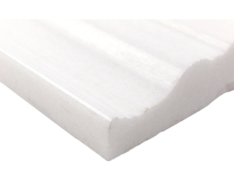 White Polished Marble Bullnose Tile Trim 12" x 4.75"