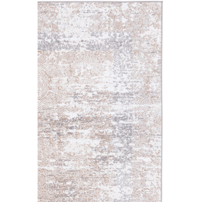 Tapis beige / gris Minyard 271, Rectangle 4 pi 5 po x 6 pi 5 po