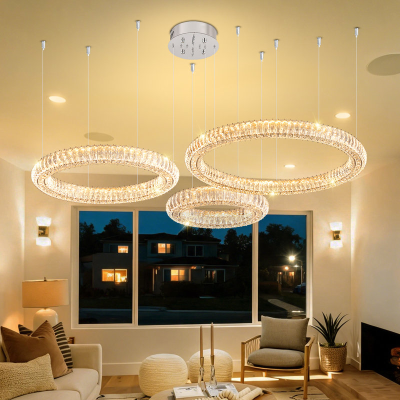 32"+24"+16" 3 Rings Crystal Ceiling Chandeliers