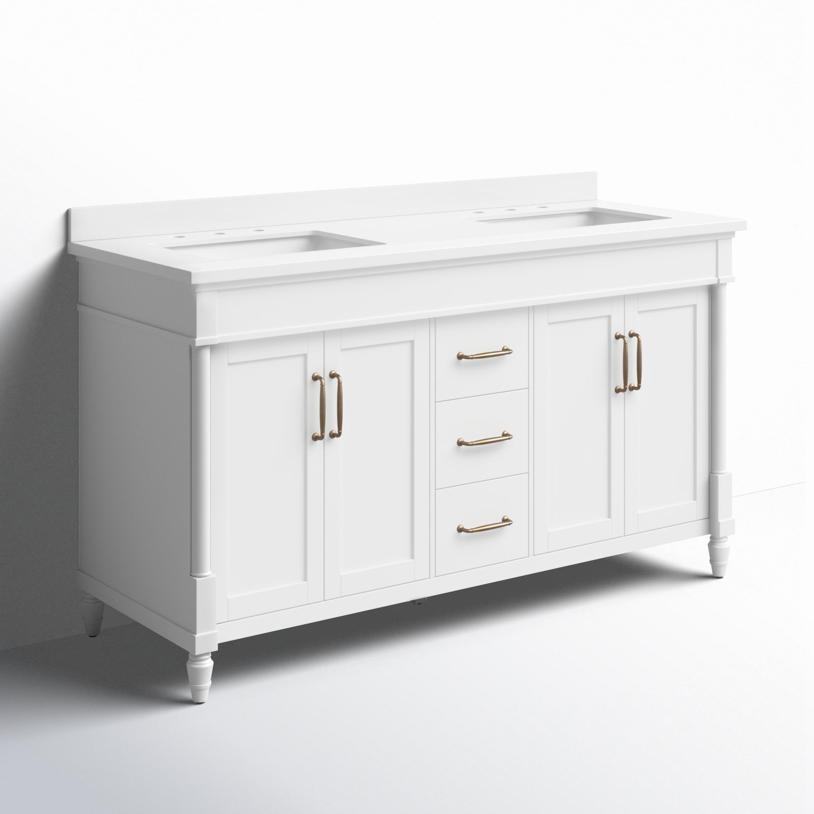 Burdick 60" Double Bathroom Vanity, Pure White