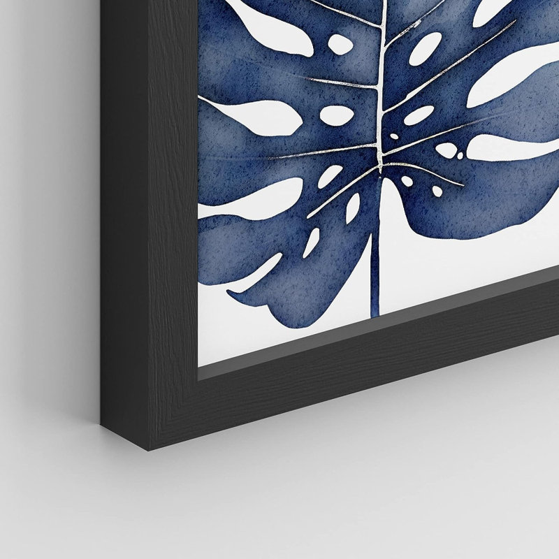 Tropical Palm " IDEA4WALL Framed Watercolor Blue Tropical Leaves Wall Art, Set Of 4 Nature Wilderness Wall Decor Prints, Botanical Floral Wall Decor For Living Room, Bedroom " 4 - Pieces