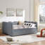 Lit de jour en vichy double avec deux tiroirs de rangement, port USB et adorable tissu en forme de vague-1289873617-1289873622