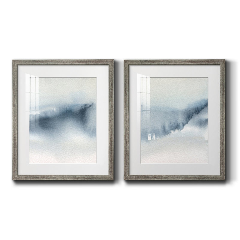 Pluie d'été I - Encadré sous verre acrylique, ensemble de 2, grand tableau pour salon