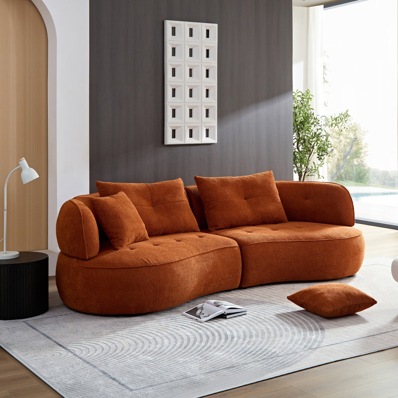 Canapé modulaire, tissu durable, structure en bois massif, éponge haute densité, siège pour 4 personnes, Orange