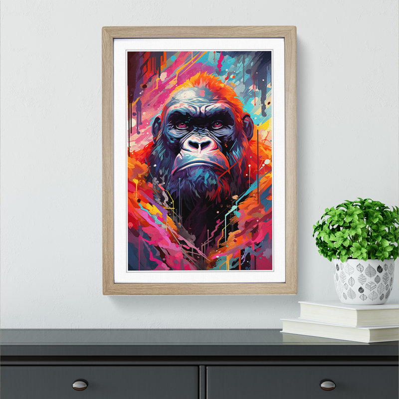 Gorilla Futurism No.2 - 31479 Piece Single Picture Frame Print on Wood, 46cm H x 34cm W x 2cm D