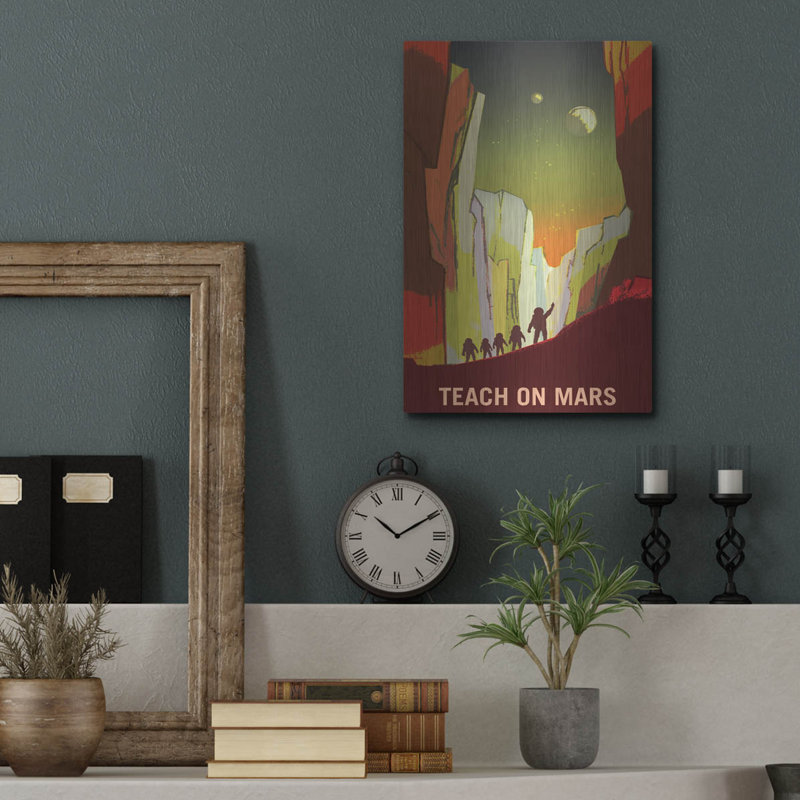 Mars Mars Series: Teach on Mars's Space, art mural en métal, H 16 po x l 12 po