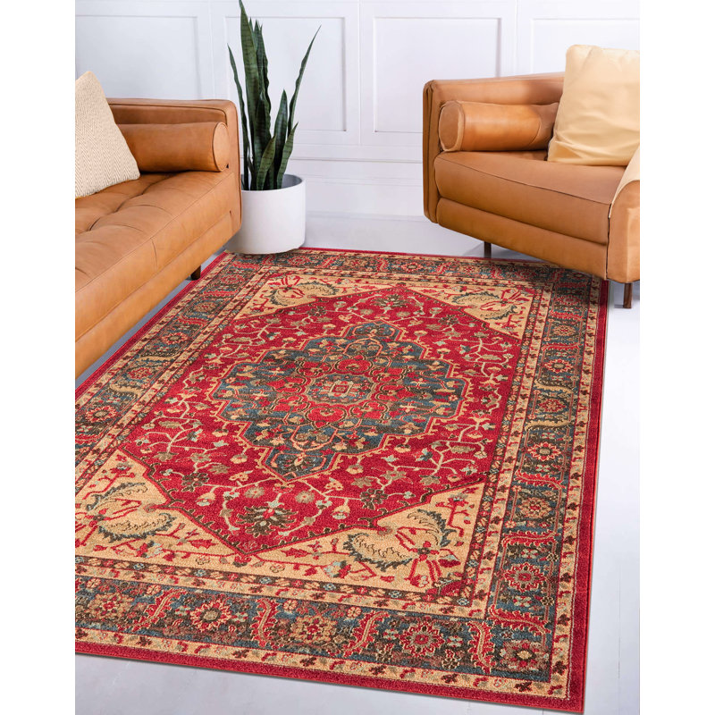 Alverta Oriental Woven Red/Beige Area Rug, Rectangle 240 x 340cm