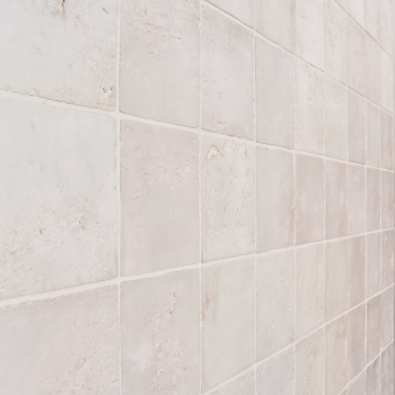 Navari 5x5 Textured Matte Ceramic Tile, White Matte