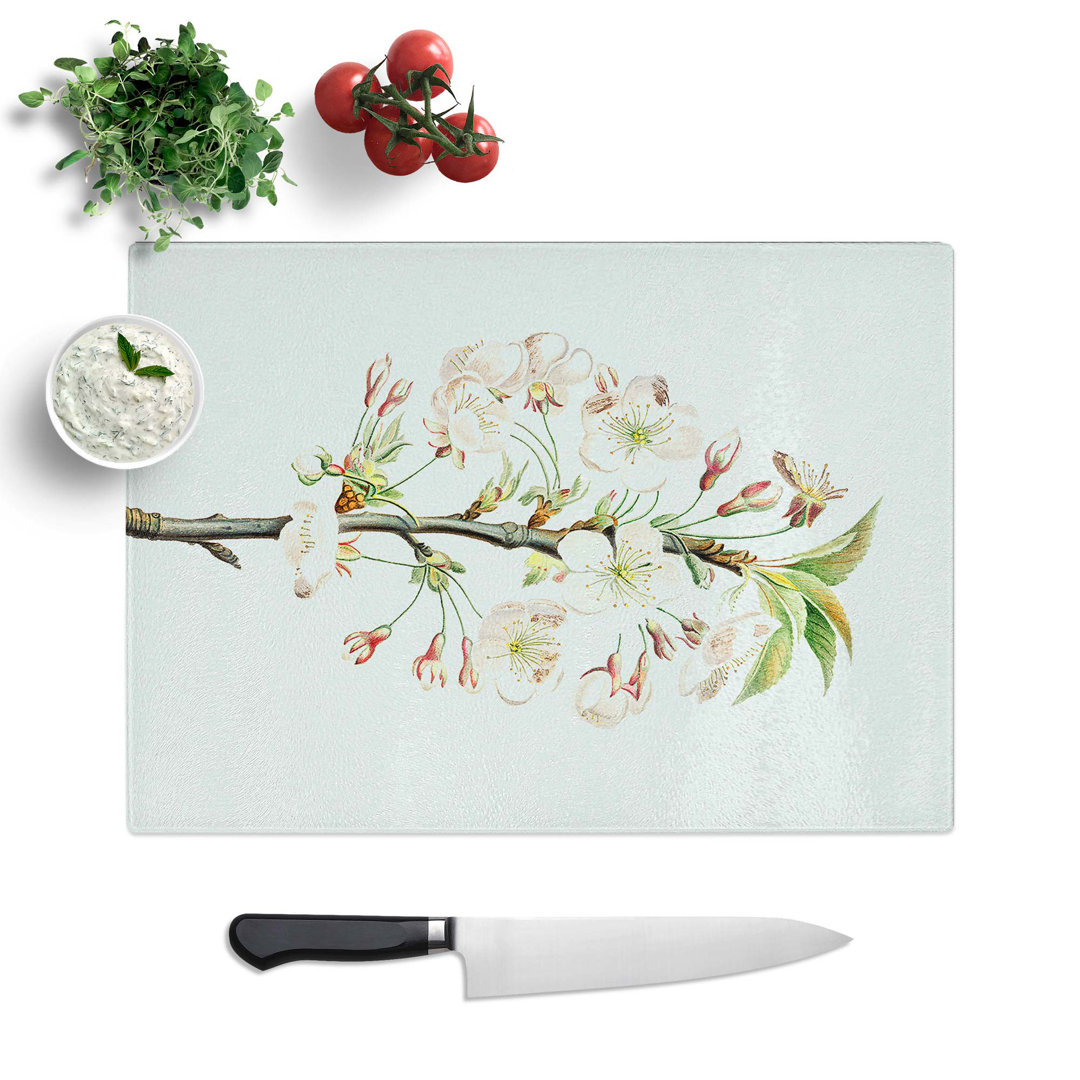 Tempered Glass Pear Tree Flowers by Giorgio Gallesio Chopping Board
