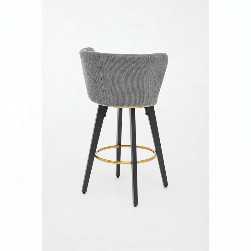 360° Swivel Upholstered Barstools with Backs and Metal Legs, Gray