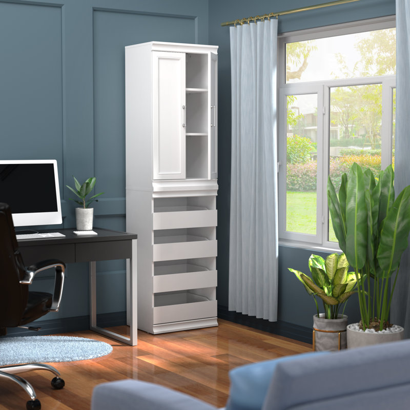 White Laminate 3-Shelf 4-Drawer Modular Closet System
