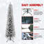 Arbre de Noël floqué à crayon mince en PVC avec support en métal robuste-1524815374