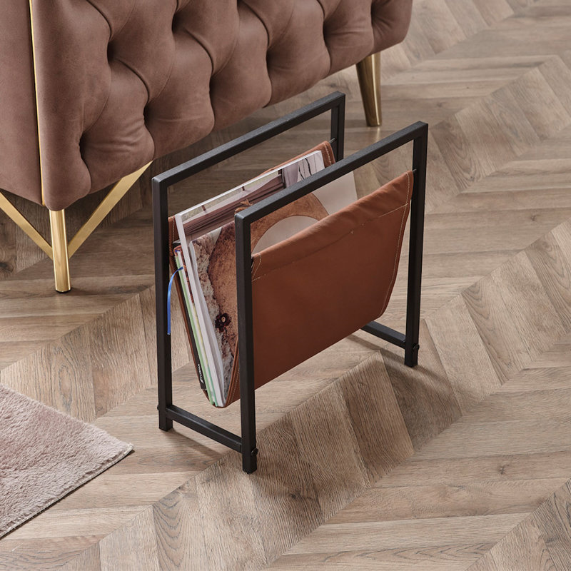 Porte-revues en cuirette Yudany, Brun