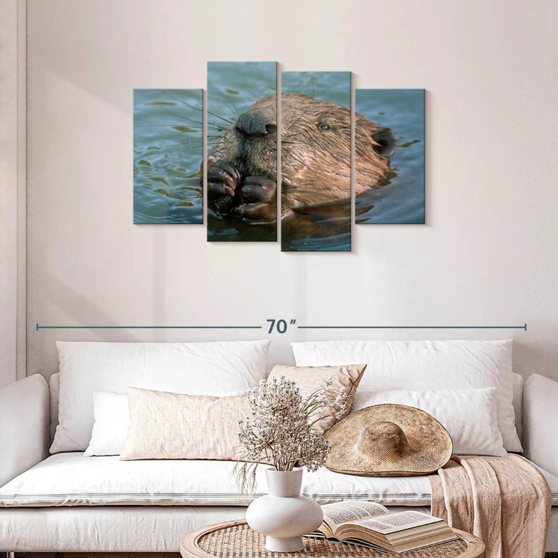 Brampt Beaver In The Water, 27" H x 43" W