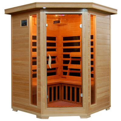 Sauna de coin infrarouge à 3 places avec 7 chauffages au charbon Heatwave