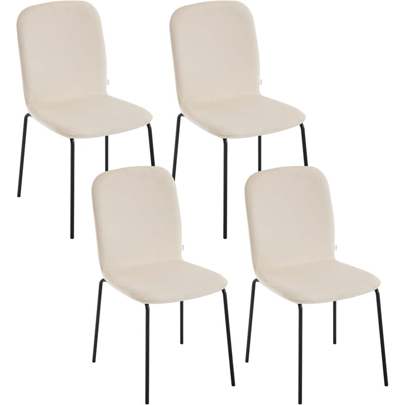 Nyeem 46.5 cm H Velvet Side Chair, Cream