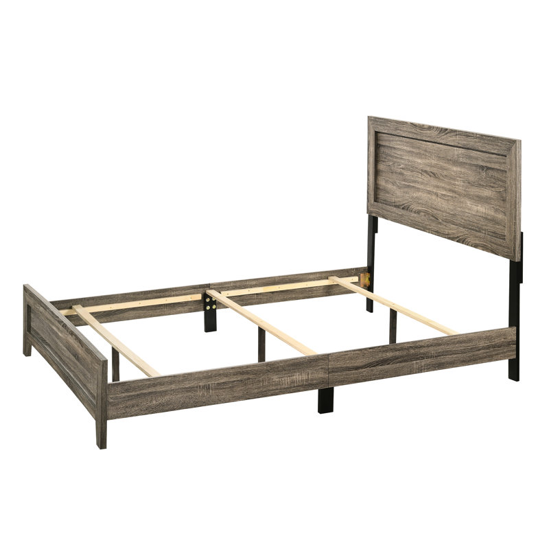 Lit à panneaux moderne en bois de taille simple avec finition grise pour le décor de la chambre à coucher