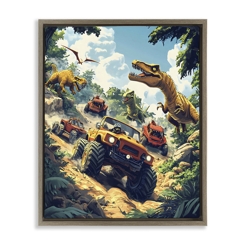 Cadre flottant Dinosaur & Monster Truck Adventure, design Creative Studio, H 21 po x l 17 po, Cadre flottant orme Montalcino