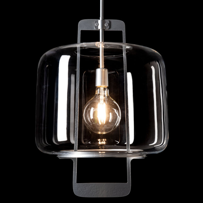 Dane Pendant - White - Clear Glass, Clear Glass, Sterling