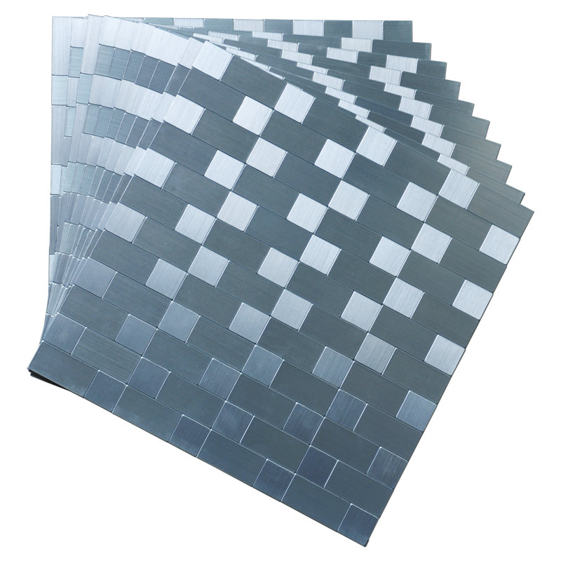 Carrelage mosaïque gris/argent en métal 12 po x 12 po