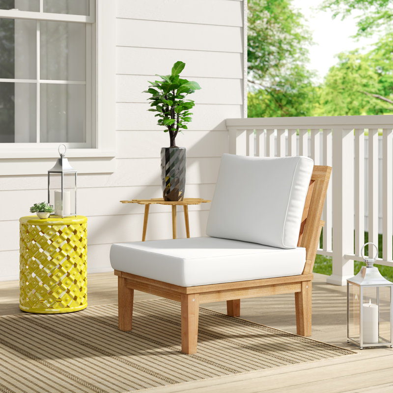 Coastal Elegance Navy Teak Outdoor Accent Chair with Tapered Legs