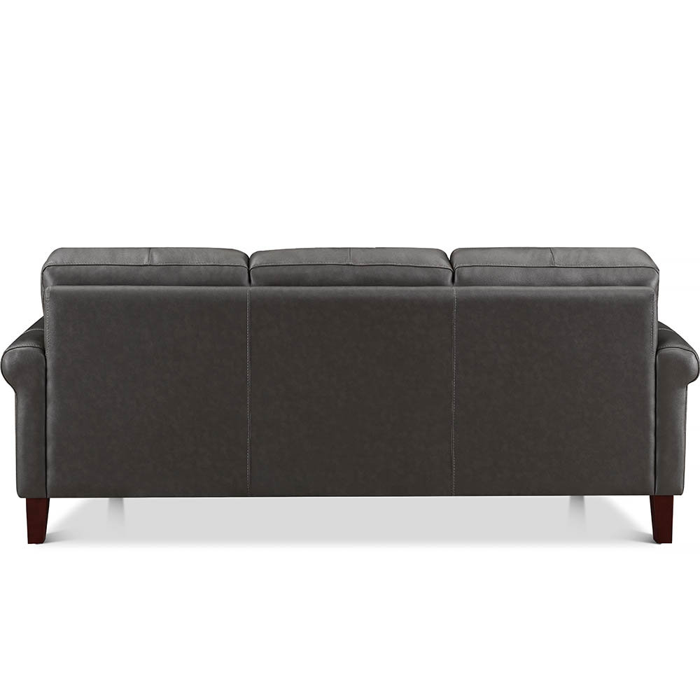 Maybell 80" Genuine Leather Sofa, Maybell Dhruvika Concord Gray Genuine Leather
