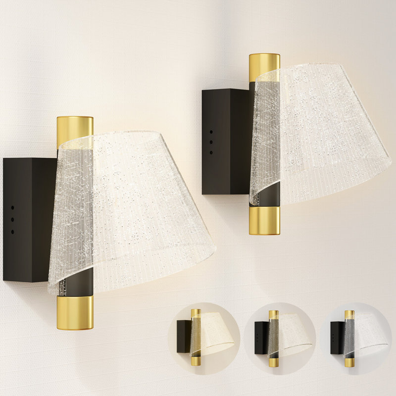 HOMCOM LED Wall Lamp Modern Starry Wall Light 2 Pack 5W, Black/Gold