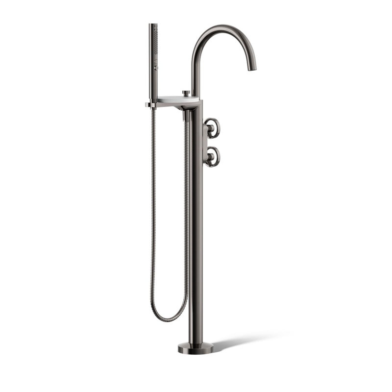 Components Floor-Mount Bath Filler Trim, Wheel Handle, Silver