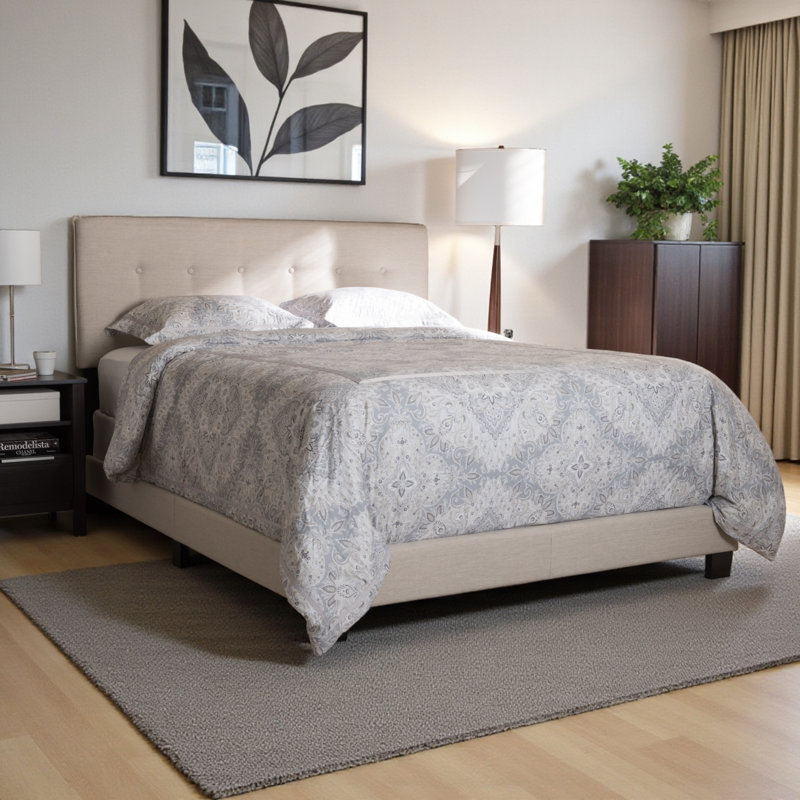 Tissu capitonné Julian standard à profil bas, Grand, Gris clair