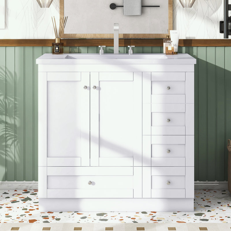 Rangement pour salle de bain Symirah, Blanc