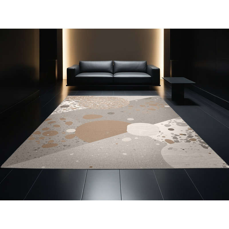 Tapis géométrique gris et moderne lavable à la machine Pantelis, 8 pieds carrés