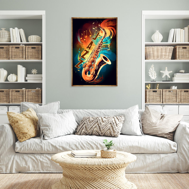 Saxophone jazz sur toile, impression, H 20 po x l 16 po x P 1,25 po