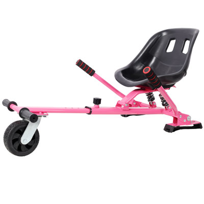 Kart de fixation de siège Hoverboard, chariot de vol stationnaire en acier, double amortisseur et cadre réglable, roue pivotante à 360 ° pour le plaisir en famille à l'extérieur, hoverboard non inclus