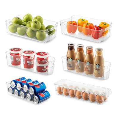 Set Of 8 Refrigerator Pantry Organizer Bins - Clear Food Storage Baskets